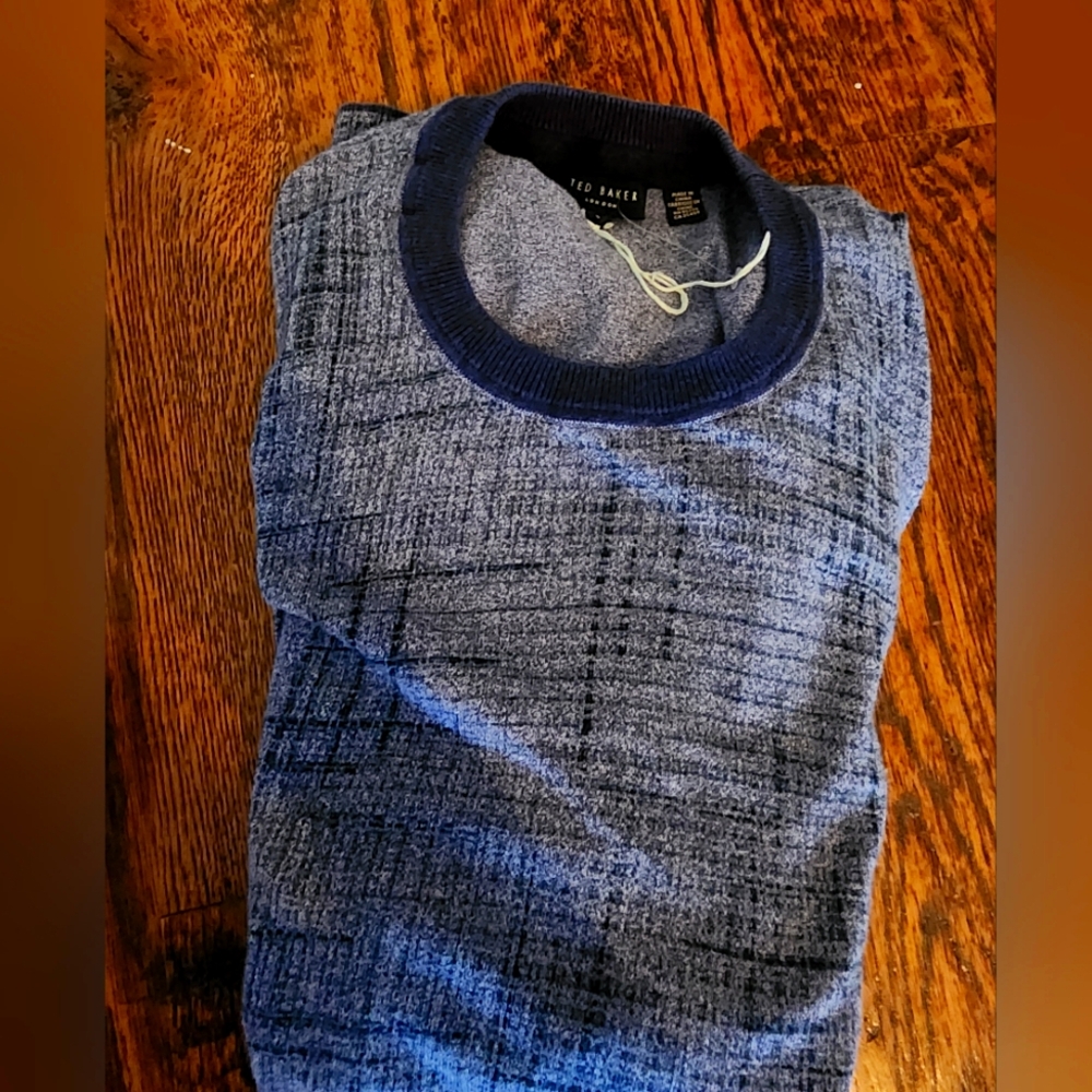 Ted Baker Textured Blue Crewneck Sweater